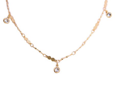 Colar Gold Plaquinhas e Ponto de Luz Zirconia Azul | Westwing