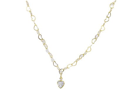 Colar Elo Coração e Pingente Coração de Zircônia Banho de Ouro 18K | Westwing