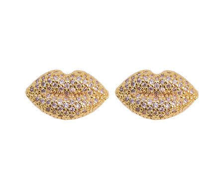 Brinco Beijo Cravejado Incolor Gold | Westwing