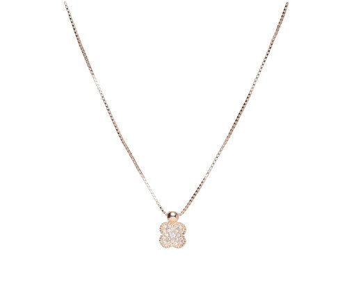 Colar 4 Pétalas Cravejadas de Zircônias Semijoia Banho de Ouro 18K, Dourado | WestwingNow