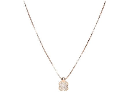 Colar 4 Pétalas Cravejadas de Zircônias Semijoia Banho de Ouro 18K | Westwing