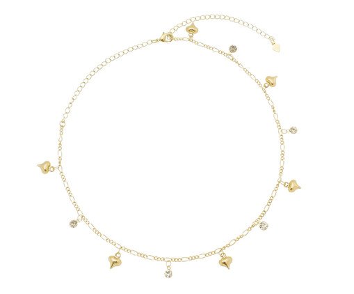Colar Choker de Corações e Ponto de Luz Gold, Dourado | WestwingNow