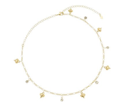 Colar Choker de Corações e Ponto de Luz Gold | Westwing
