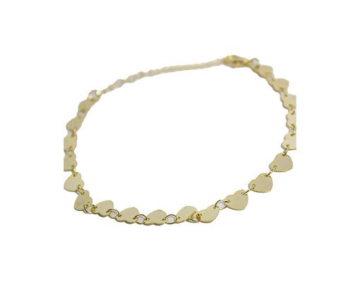Pulseira Corações Medalha Semijoia Banho de Ouro 18K, Dourado | WestwingNow