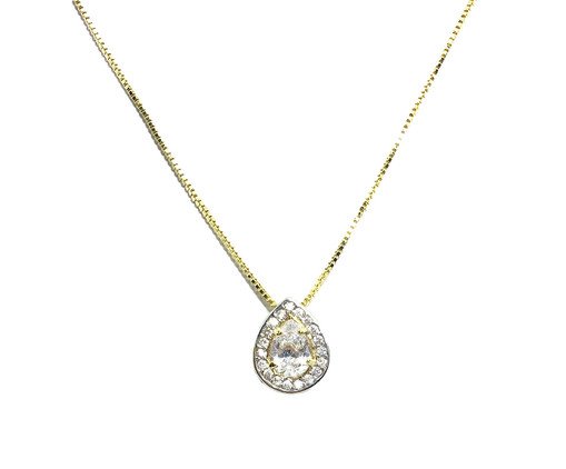 Pingente Gota Detalhe em Ródio Semijoia Banho de Ouro 18K, Dourado | WestwingNow
