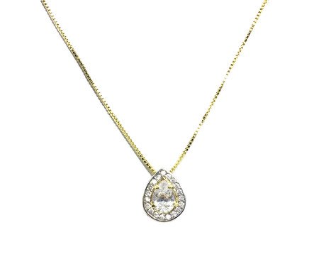 Pingente Gota Detalhe em Ródio Semijoia Banho de Ouro 18K | Westwing