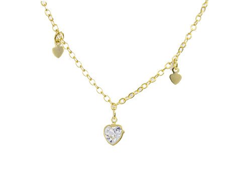 Colar Colar Três Corações com Zircônia Semijoia Banho de Ouro 18K | Westwing