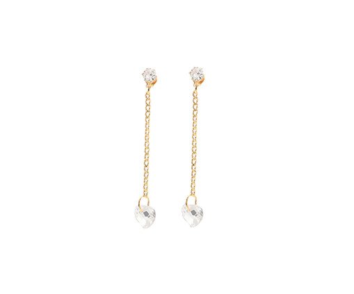 Brinco Ponto de Luz Corrente Groumet Pingente de Coração Ouro 18K, Dourado | WestwingNow