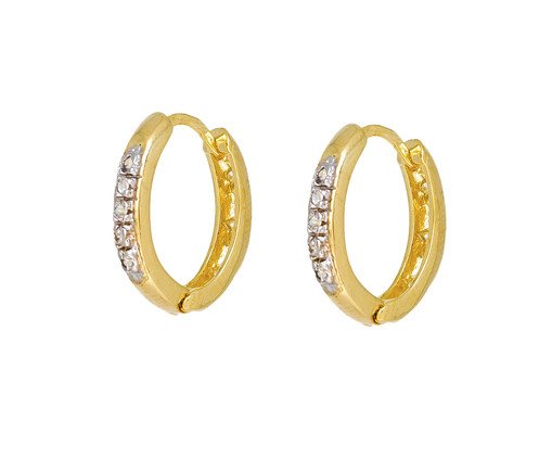 Brinco Venice Oval Articulado Semijoia Banho de Ouro 18K Zirconia, Dourado | WestwingNow