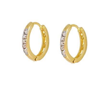 Brinco Venice Oval Articulado Semijoia Banho de Ouro 18K Zirconia | Westwing