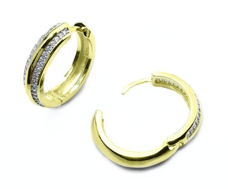 Brinco Argola Dupla Semijoia Banho de Ouro 18K Cravação de Zirconias | Westwing