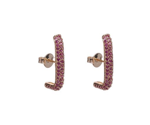 Brinco Ear Hook Cravejado de Zircônias Rubi Banho de Ouro 18K, Dourado | WestwingNow