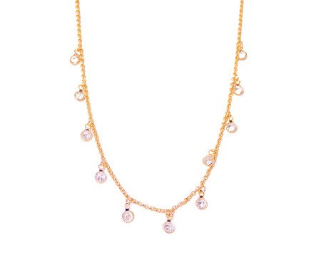 Colar Gold Elo Português com Zircônias Incolores Penduradas | Westwing