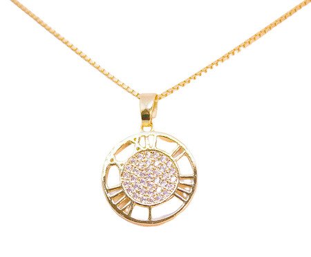 Colar Relógio Cravejado de Zircônia Corrente Veneziana Gold | Westwing