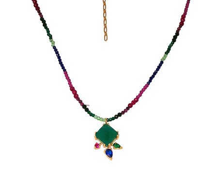 Colar Gold Jade Rubi Jade Verde Quartzo Cristal Rubi Safira Esmeralda | Westwing