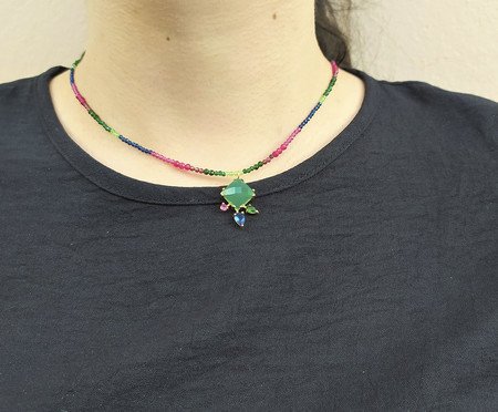 Colar Gold Jade Rubi Jade Verde Quartzo Cristal Rubi Safira Esmeralda | Westwing