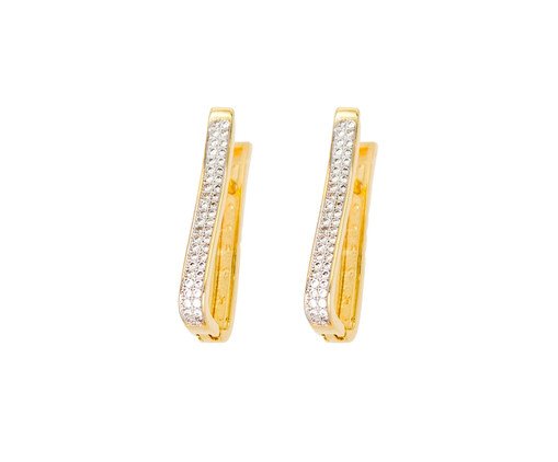 Brinco Argola Ouro 18K com Cravação de Zirconia e Detalhe em Ródio, Dourado | WestwingNow