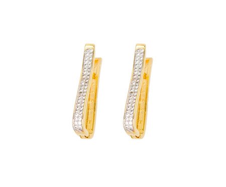 Brinco Argola Ouro 18K com Cravação de Zirconia e Detalhe em Ródio | Westwing