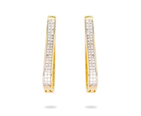 Brinco Argola Ouro 18K com Cravação de Zirconia e Detalhe em Ródio | Westwing