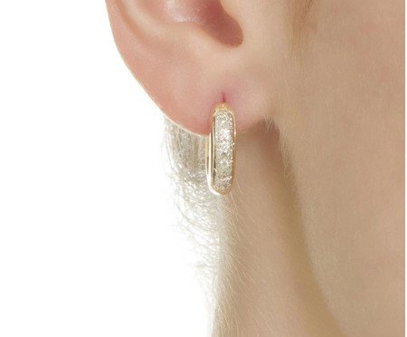 Brinco Venice Bombê Articulado Ouro 18K Cravação de Zirconias | Westwing