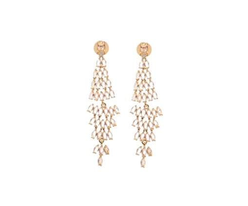 Brinco Festa Navetes Pedra Natural de Morganita Gold, Dourado | WestwingNow