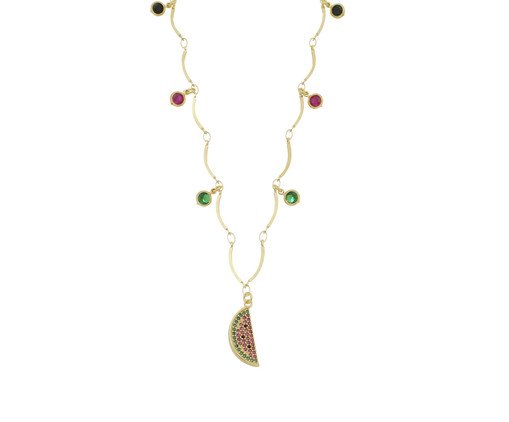 Colar Palito e Melancia Cravejada Gold, Dourado | WestwingNow