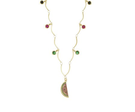 Colar Palito e Melancia Cravejada Gold | Westwing