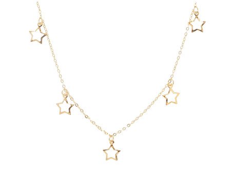 Colar Longo Estrelas Vazadas Semijoia Banho de Ouro 18K | Westwing