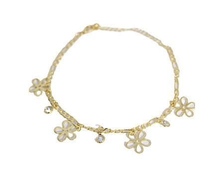 Pulseira Flores Vazadas e Ponto de Luz Semijoia Banho de Ouro 18K | Westwing