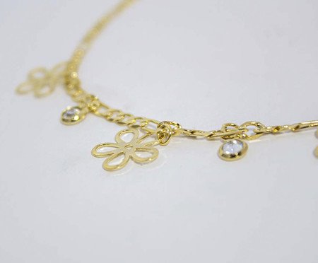 Pulseira Flores Vazadas e Ponto de Luz Semijoia Banho de Ouro 18K | Westwing