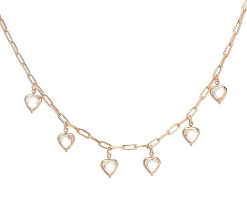 Choker Elo Cartier e Corações Pendurados de Zircônias Incolores, Prata ou Metálico | WestwingNow