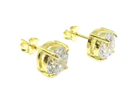 Brinco Ponto de Luz Grande 7 Mm Semijoia Banho de Ouro 18K Zirconia | Westwing