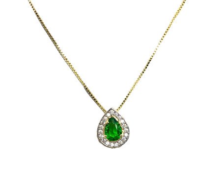 Pingente Verde Gota Detalhe em Ródio Semijoia Banho de Ouro 18K | Westwing