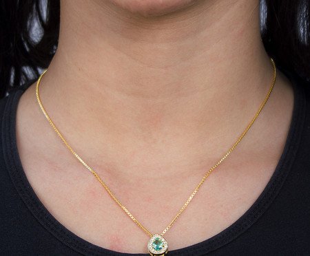 Pingente Verde Gota Detalhe em Ródio Semijoia Banho de Ouro 18K | Westwing