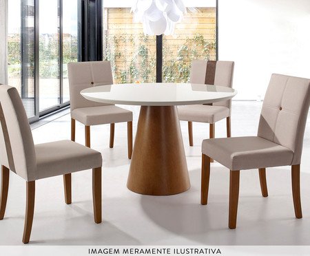 Mesa de Jantar Redonda Cannes - Off White e Imbuia | Westwing