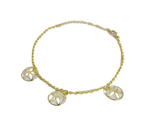 Pulseira Três Flores Mandala Semijoia Banho de Ouro 18K, Dourado | WestwingNow