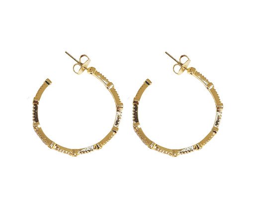 Brinco Argola Irregular Zircônias Gold, Dourado | WestwingNow