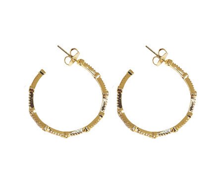 Brinco Argola Irregular Zircônias Gold | Westwing