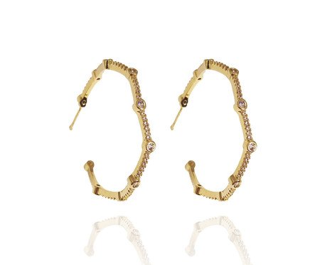Brinco Argola Irregular Zircônias Gold | Westwing