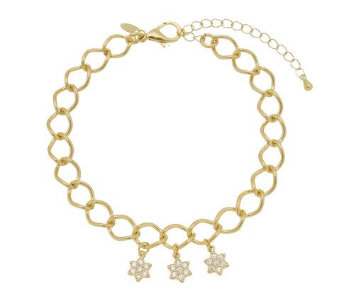 Pulseira Gold Elo Groumet com Flor, Dourado | WestwingNow