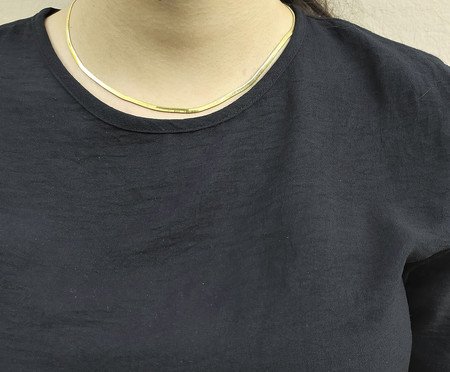 Colar Corrente Fina Lacraia Laminada Achatada Banho de Ouro 18K | Westwing