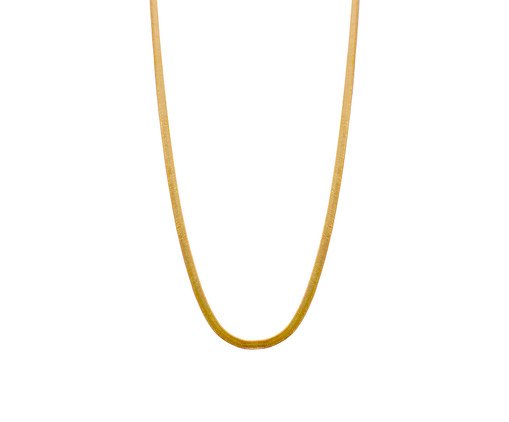 Colar Corrente Fina Lacraia Laminada Achatada Banho de Ouro 18K, Dourado | WestwingNow