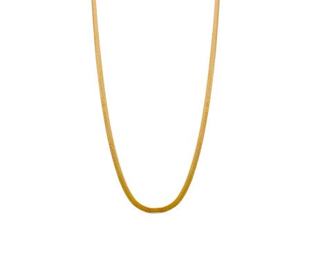 Colar Corrente Fina Lacraia Laminada Achatada Banho de Ouro 18K | Westwing