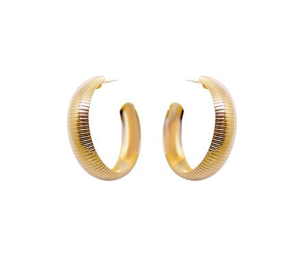 Brinco Meia Argola Grossa Texturizada Semijoia Banho de Ouro 18K | Westwing