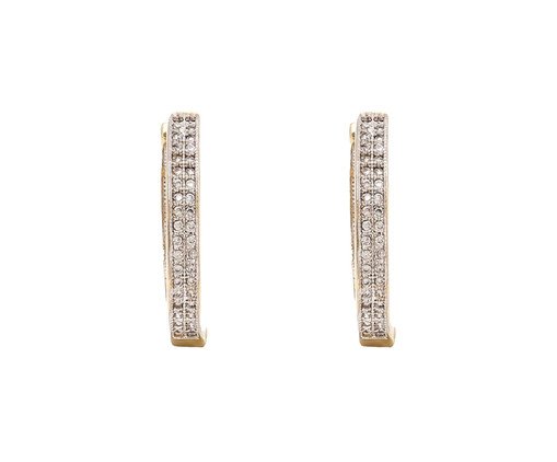 Brinco Argola Articulados Impéria Ouro 18K Cravação de Zirconias, Dourado | WestwingNow