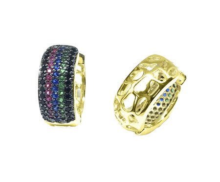 Brinco Argola Rainbow Ouro 18K Cravação de Zirconias Coloridas | Westwing