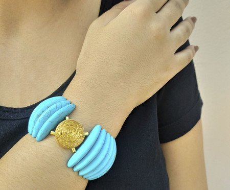 Pulseira Gold Retangular Capim Dourado | Westwing