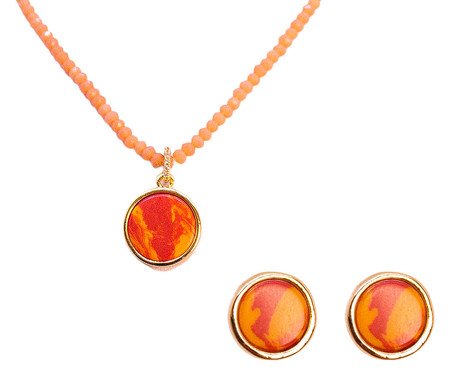 Conjunto Pedra Cornalina e Pingente Gold | Westwing