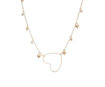Colar Elo Fígaro Corações Pontos de Luz, Pingente Coração Ouro 18K | Westwing