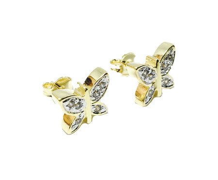 Brinco Borboleta Banho de Ouro 18K Cravejado de Zirconia Incolores | Westwing